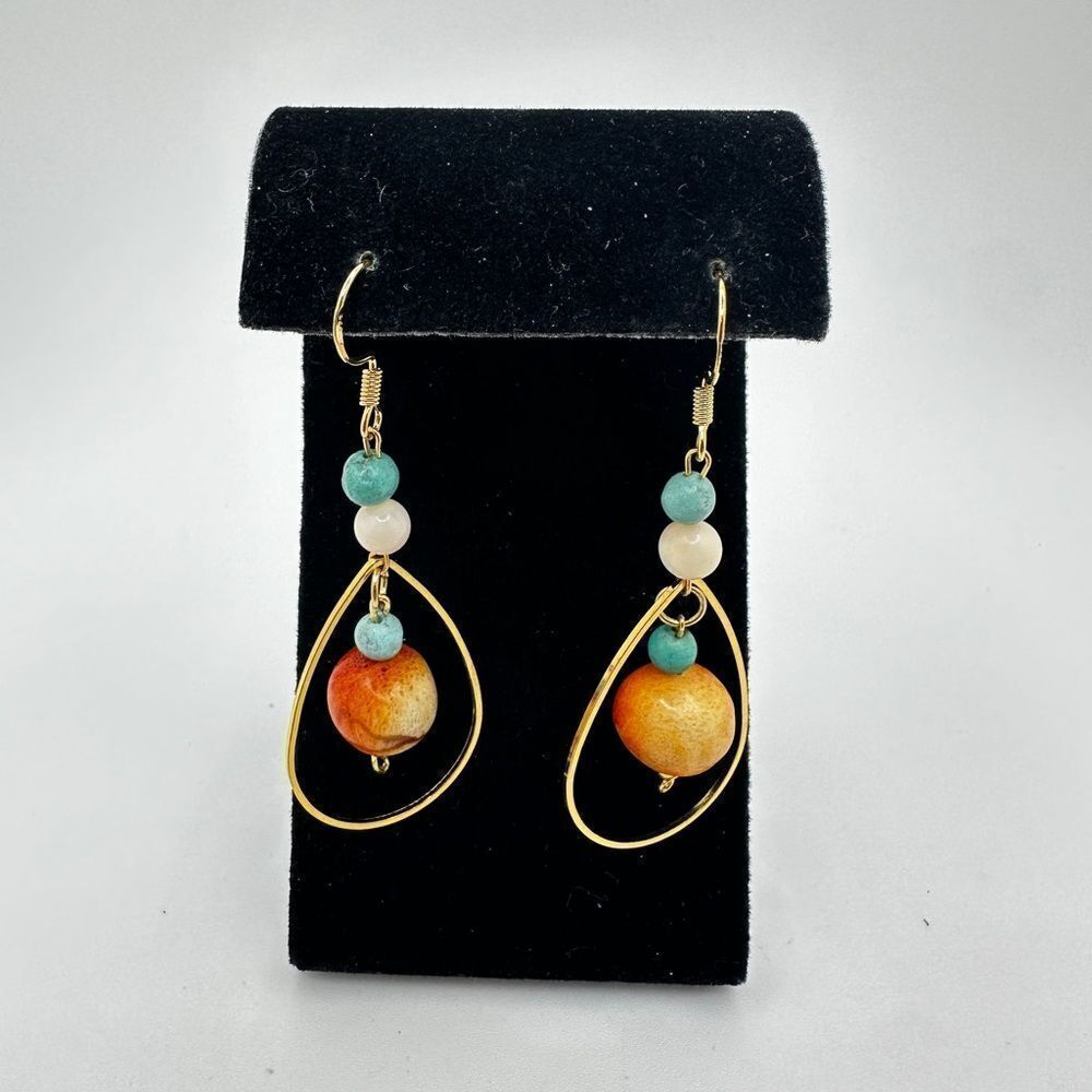 NWOT Angel skin coral, sponge coral and turquoise earrings w/ 925 hooks!
